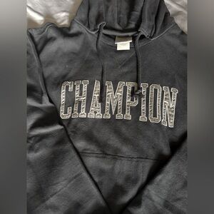 Black Champion Hoodie Vintage Style Y2K